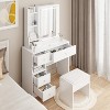 Angel Sar White Vanity Set with Sliding Led Mirror and Lights, Makeup Vanity Set with Cushioned Stool - 4 of 4