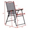 Costway Set of 2 Patio Folding Sling Back Chairs Camping Deck Garden Beach Brown/Black/Gray/Yellow/Navy - 2 of 4