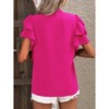 Womens Flowy Tunic Tops with Flutter Sleeve V Neck Tops Front Seam Short Sleeve Blouse Summer Casual Tops - 2 of 3