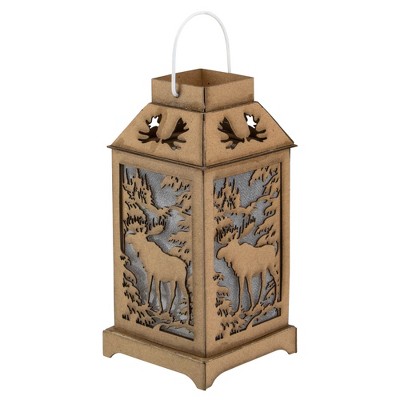 Northlight 5.5 in Paper Moose Lantern with Forest Trees Christmas Lantern, Bronze