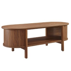 Modway Cadence Modern Coffee Table – Oval Wood Veneer Tabletop with Angled Legs, Stylish Living Room Centerpiece - 1 of 4
