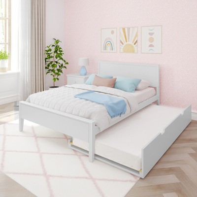 Max & Lily Kids Full Bed With Trundle, Solid Wood Bed Frame With Panel ...