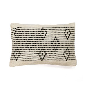 14"x22" Oversize American Flag Fringe Lumbar Throw Pillow Black - Lush Décor: Cotton, Indoor Use, Zipper Closure - 1 of 2