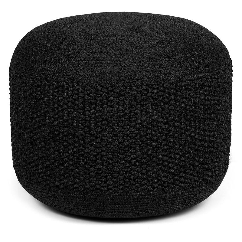 BirdRock Home Woven Knitted Indoor or Outdoor Pouf - Black, 1 of 3