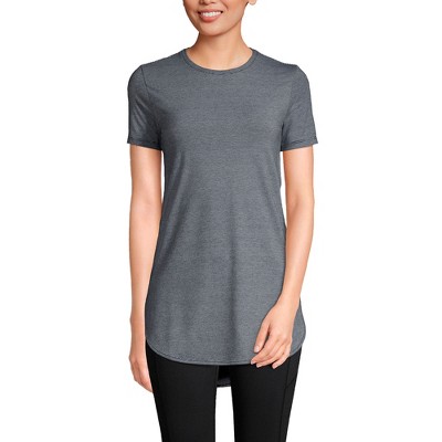 Lands' End Women's Moisture Wicking UPF Sun Short Sleeve Curved Hem Tunic Top-Print
