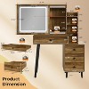 Heynemo Makeup Vanity Table Set with Sliding Lighted Mirror, 3 Color Touch Light, Small Vanity Desk with 4 Drawer & Hidden Shelves for Women Girls - 2 of 4