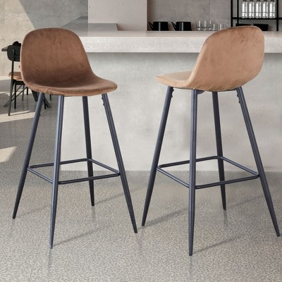 NicBex Set of 2 Bar Stools for Kitchen Island,Modern Velvet Counter Bar Stools with Metal Legs,Bar Chairs for Dining Rooms,Kitchens Islands