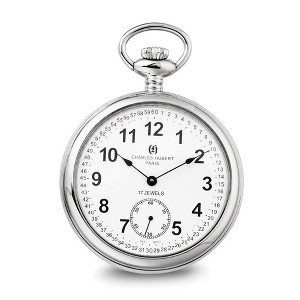 Black Bow Jewelry Charles Hubert Stainless Steel Open Face 52mm Analog Pocket Watch - 1 of 4