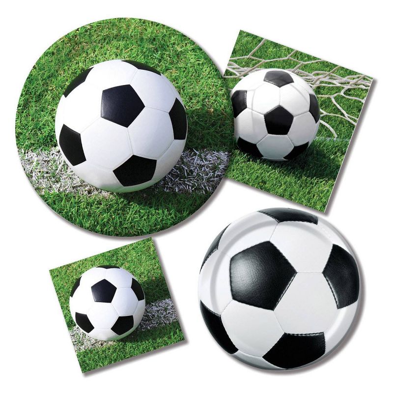 24ct Soccer Paper Plates White, 3 of 4
