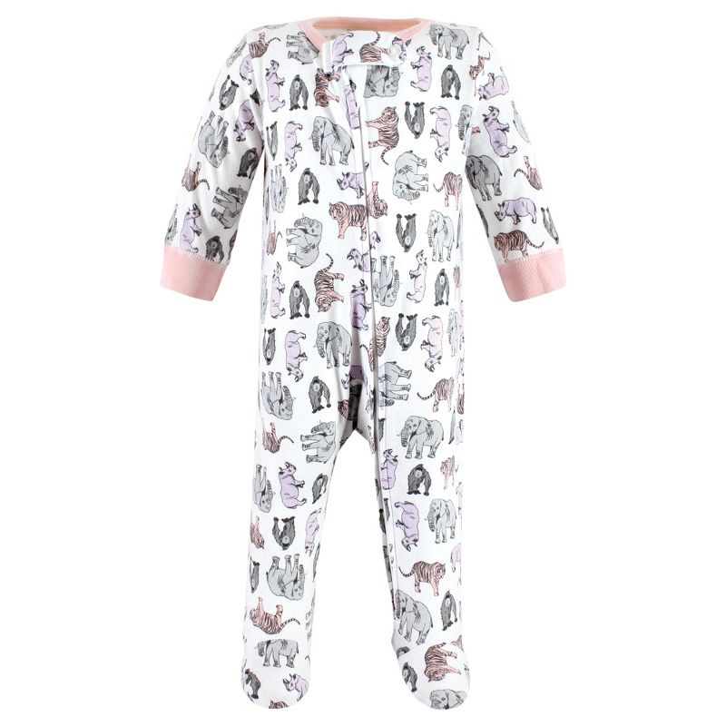 Touched by Nature Infant Girl Organic Cotton Sleep and Play, Girl Endangered Safari, 3 of 6