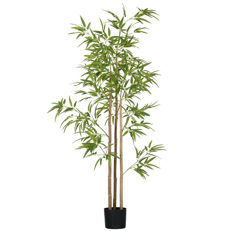 HOMCOM 6' Artificial Bamboo Tree, Potted Indoor Fake Plant for Home Office, Living Room Decor, 1 of 7