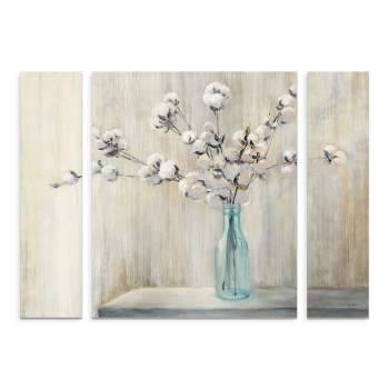 Trademark Fine Art - Julia Purinton 'Cotton Bouquet' Multi Panel Art Set Large