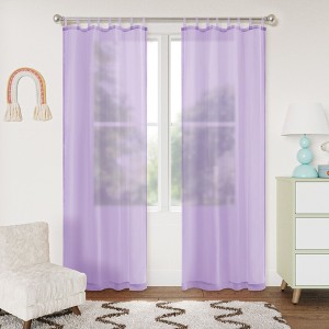 Awesome Home  Cassandra Voile Decorative Tab Top Curtains Pair - 1 of 4