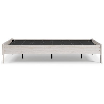 Whitewash Chic Full Platform Bed with Storage Drawer