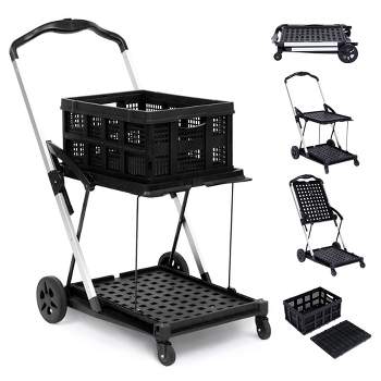 Shopping Supermarket Cart, Mobile Folding Grocery Cart with 360 Rolling Swivel Wheels