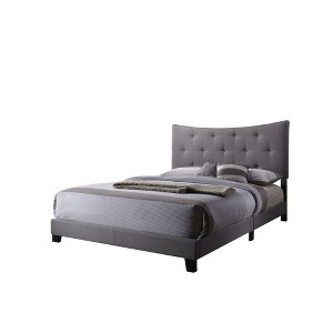 Royal Hampton Contemporary Style Upholstered Queen Bed, Grey - 1 of 4