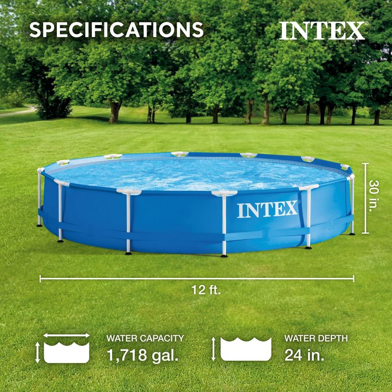 Intex 12 Foot x 30 Inch Above Ground Swimming Pool, 3 of 9