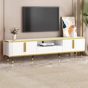 78.8" Minimalism TV Stand with Open Storage Shelf, Sideboard with Cabinets and Unique Golden Iron Legs for Living Room or Entryway - 1 of 4