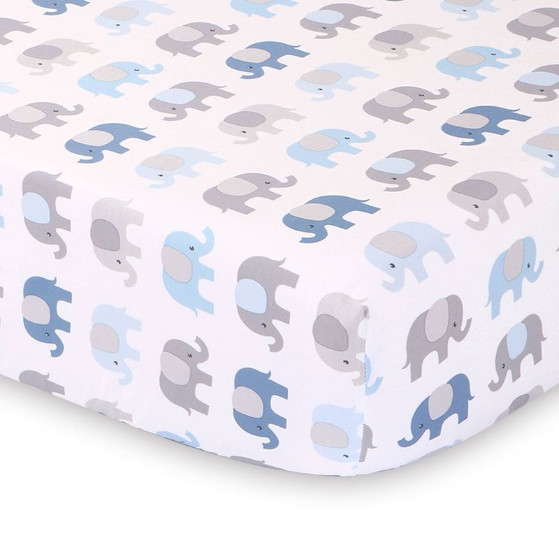 The Peanutshell Sleepy Elephant Baby Crib Bedding Set, Gray/Blue - 3pc, 4 of 7