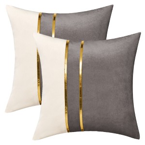 REGALWOVEN Velvet Soft Decorative Square Patchwork Throw Pillow Covers  2 Pcs - 1 of 4