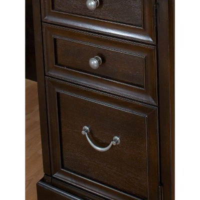 Espresso Wood Executive Corner Desk with Drawer and Keyboard Tray