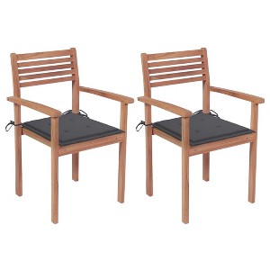 vidaXL Patio Chairs 2 pcs with Anthracite Cushions Solid Teak Wood - 1 of 4