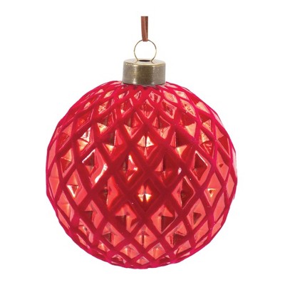 Red Harlequin Glass Ball Christmas Ornament Set of 12