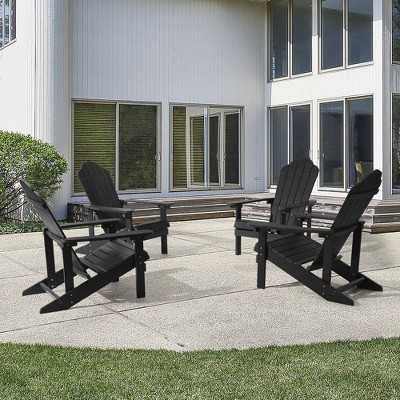 Sonkuki 4-Pack Faux Wood Adirondack Chair with High Back and Wide Seat