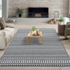 2 x 6 ft Polyester Black Rectangular Dining Room Laundry Bathroom Kitchen Geometric Stripped Print Modern Machine Washable Runner Rug - 3 of 4