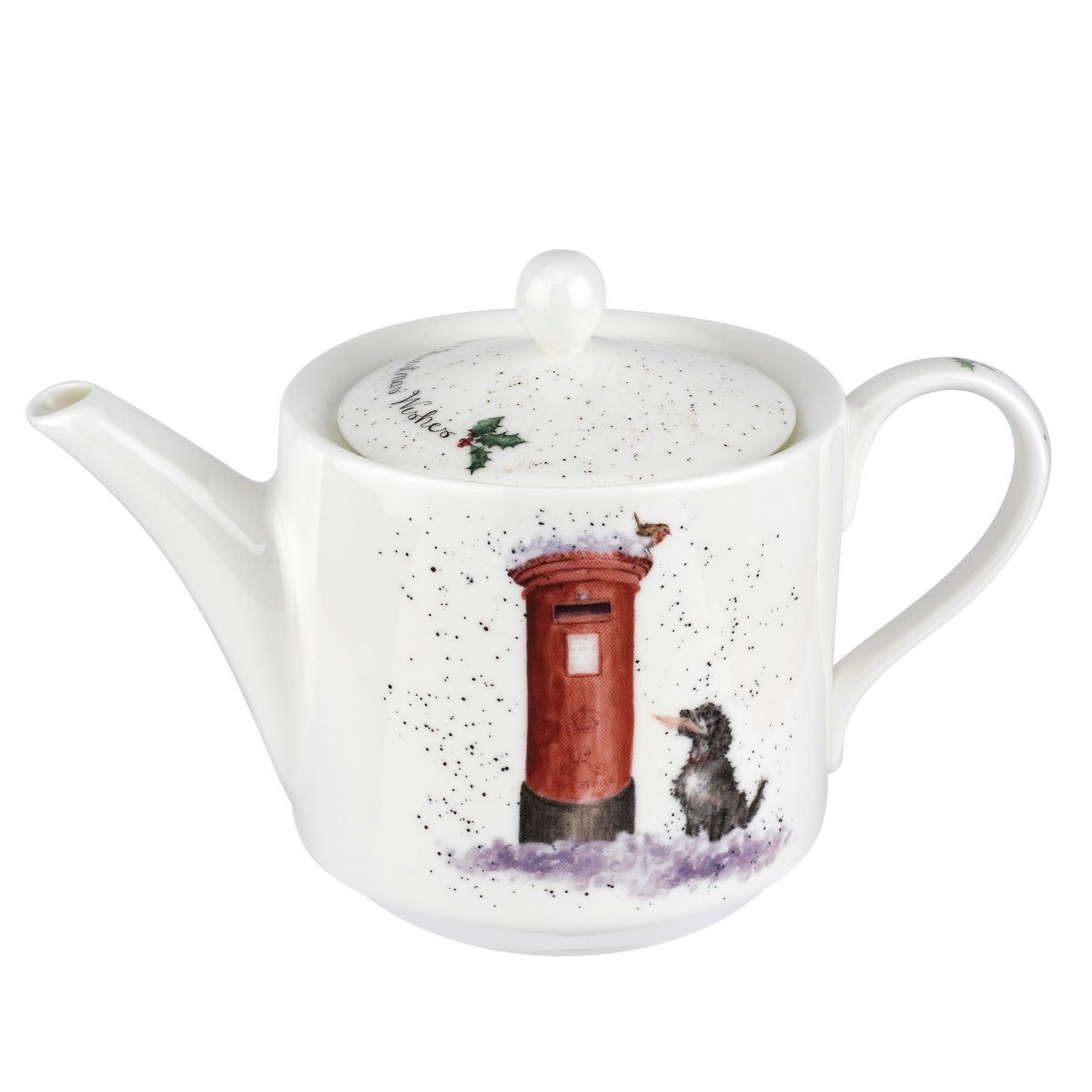 Royal Worcester Christmas Wishes 16oz Teapot Dog Fine Bone China Wrendale Designs Holiday Teapot