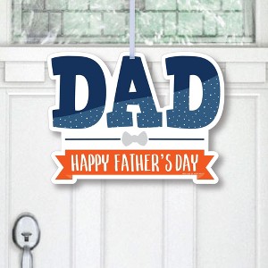 Big Dot of Happiness Happy Father's Day - Hanging Porch We Love Dad Party Outdoor Decorations - Front Door Decor - 1 Piece Sign - 1 of 4