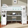 Full Size Loft Bed with Desk, Shelves, Storage Staircase, and 2 Drawers, Solid Wood Frame - 2 of 4