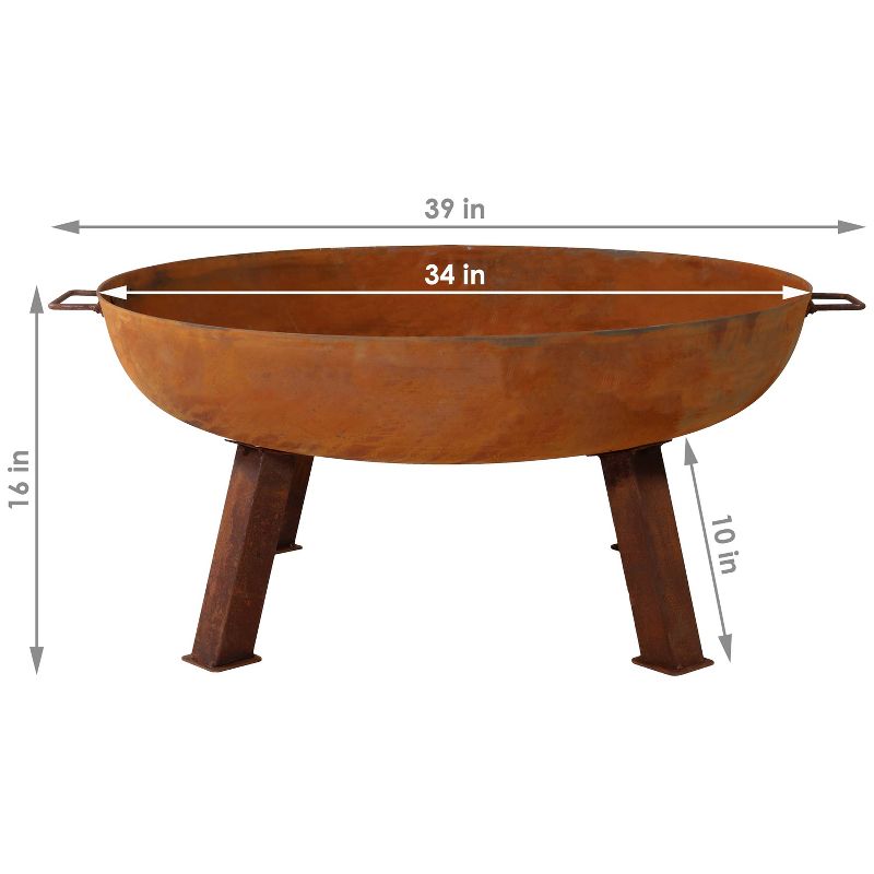 Sunnydaze Outdoor Camping or Backyard Round Cast Iron Rustic Fire Pit Bowl with Handles, 3 of 10