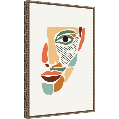 Colorful Abstract Faces Beaded Framed Canvas Wall Art 16 x 23-in