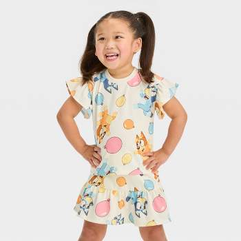Toddler Girls' Bluey Top and Bottom Set - Off-White