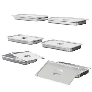 6-Piece Stainless Steel Hotel Pan Set – Commercial Grade Buffet & Food Storage Pans for Catering & Restaurant Use - 1 of 4