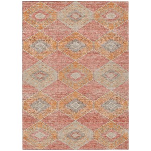 Coral And Gray Aztec Washable Indoor Outdoor Area Rug - 1 of 4