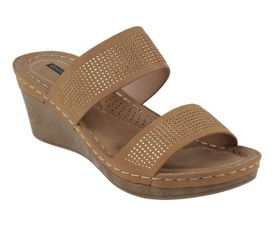 GC Shoes Madore Embellished Comfort Slide Wedge Sandals