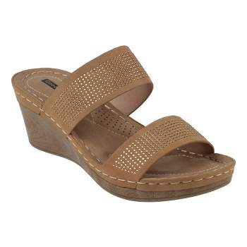 GC Shoes Madore Embellished Comfort Slide Wedge Sandals