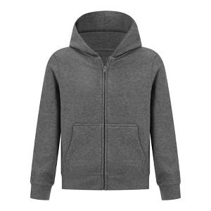 EVERYDAY KIDS Boys Charcoal Gray Zip-Up Hoodie – Soft Fleece Jacket with Hood – All-Season Kids Sweatshirt for School, Play, or Layering - 1 of 4