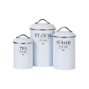 3-Piece Kitchen Canisters Set – Airtight Food Storage Containers (White, Farmhouse Style for Countertop) - 1 of 4