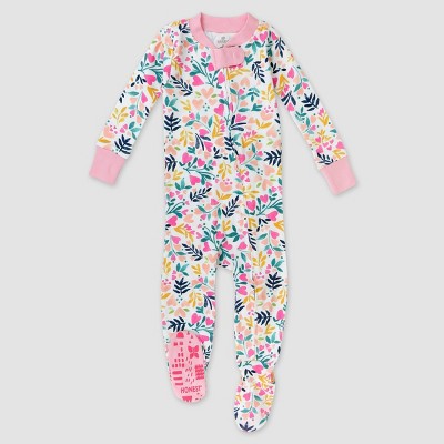 Honest Baby Girls' Floral Bouquet Organic Cotton Snug Fit Footed Pajama - 12M