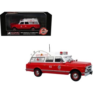 1969 Chevrolet C-10 Ambulance "Los Angeles City Fire Department" Red and White "5 Alarm" 1/50 Diecast Model by Iconic Replicas - 1 of 4