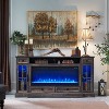 OKD 70" Fireplace TV Stand for 80 Inch TV, Farmhouse TV Stand w/Door & Drawers, Dark Rustic Oak - 2 of 4