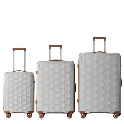FURNIinspire Bag And Luggage Sets 3 Piece Travel Luggage with Rolling Wheels, Lightweight Hard Shell Suitcase Set, Grey, 20.08"*11.81"*30.12"