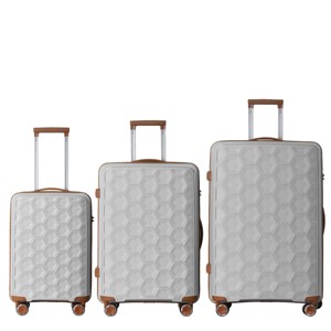 FURNIinspire Bag And Luggage Sets 3 Piece Travel Luggage with Rolling Wheels, Lightweight Hard Shell Suitcase Set, Grey, 20.08"*11.81"*30.12" - 1 of 4