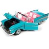 1957 Chevrolet Bel Air Convertible Aqua Blue w/Pink Interior Barbie Silver Screen Machines 1/18 Diecast Model Car by Auto World - 2 of 4