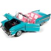 1957 Chevrolet Bel Air Convertible Aqua Blue w/Pink Interior Barbie Silver Screen Machines 1/18 Diecast Model Car by Auto World - image 2 of 4