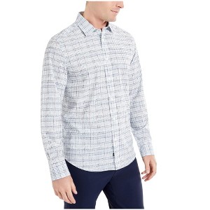 Kenneth Cole Mens Performance Stretch Distressed Plaid Button Up Shirt - 1 of 1