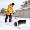 Costway 29" Snow Shovel Heavy-Duty Metal Adjustable Angle & Height Snow Clear with Wheels - 2 of 4